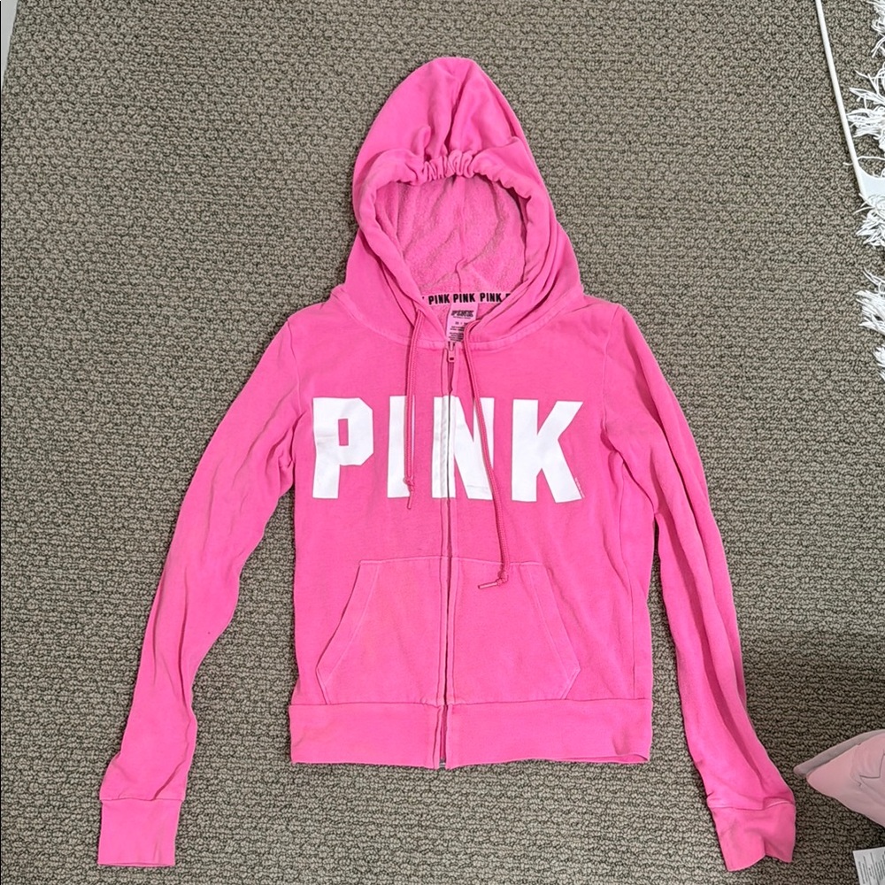 Pink Hoodie with White Logo